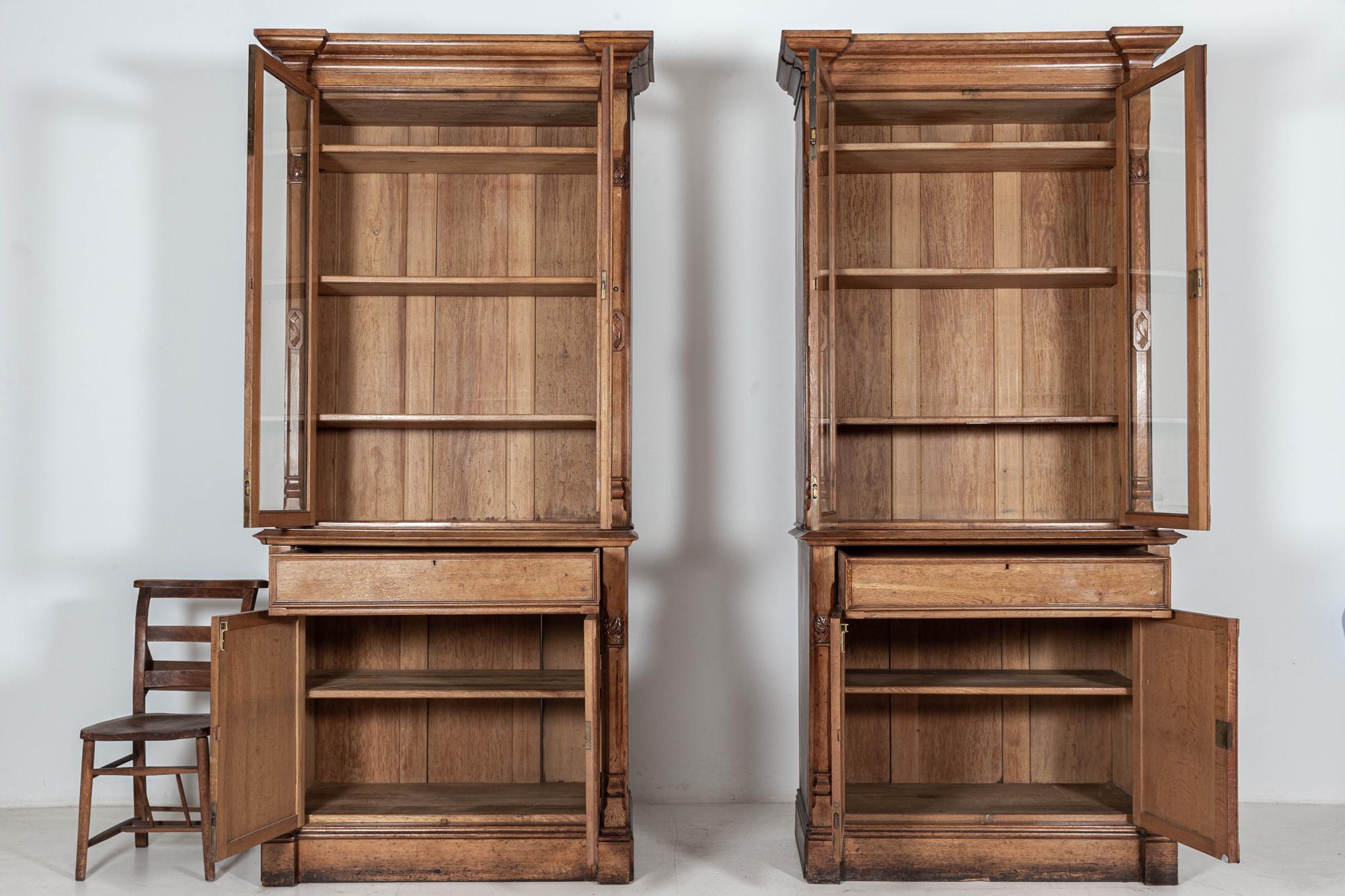 Pair English 19thC Oak Bookcase Cabinets In Good Condition In Staffordshire, GB