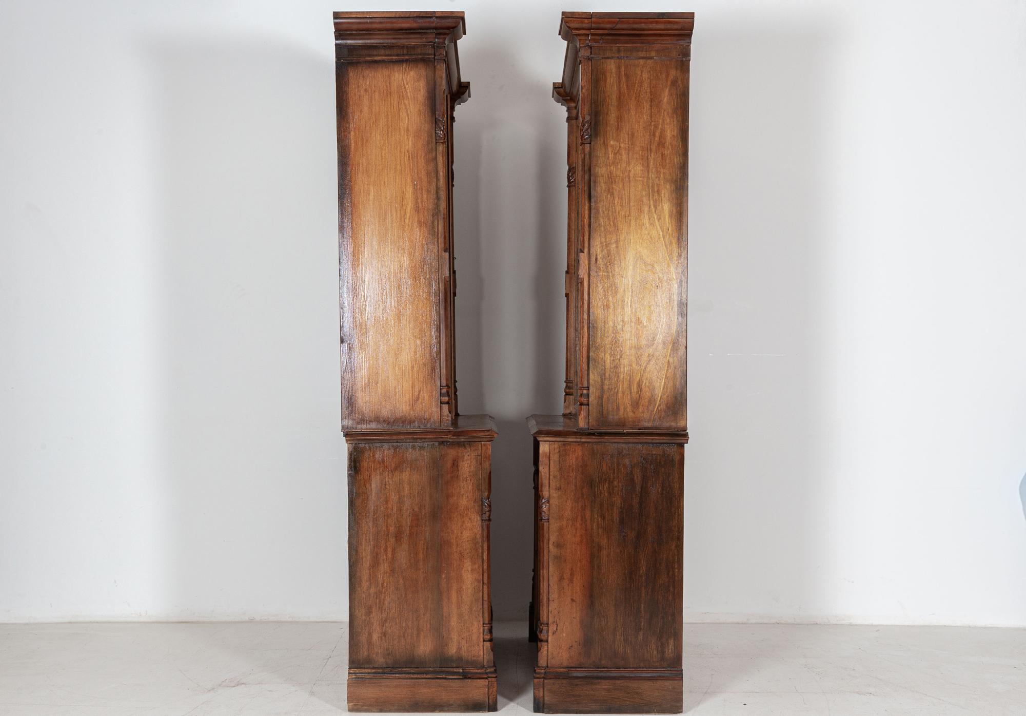 19th Century Pair English 19thC Oak Bookcase Cabinets