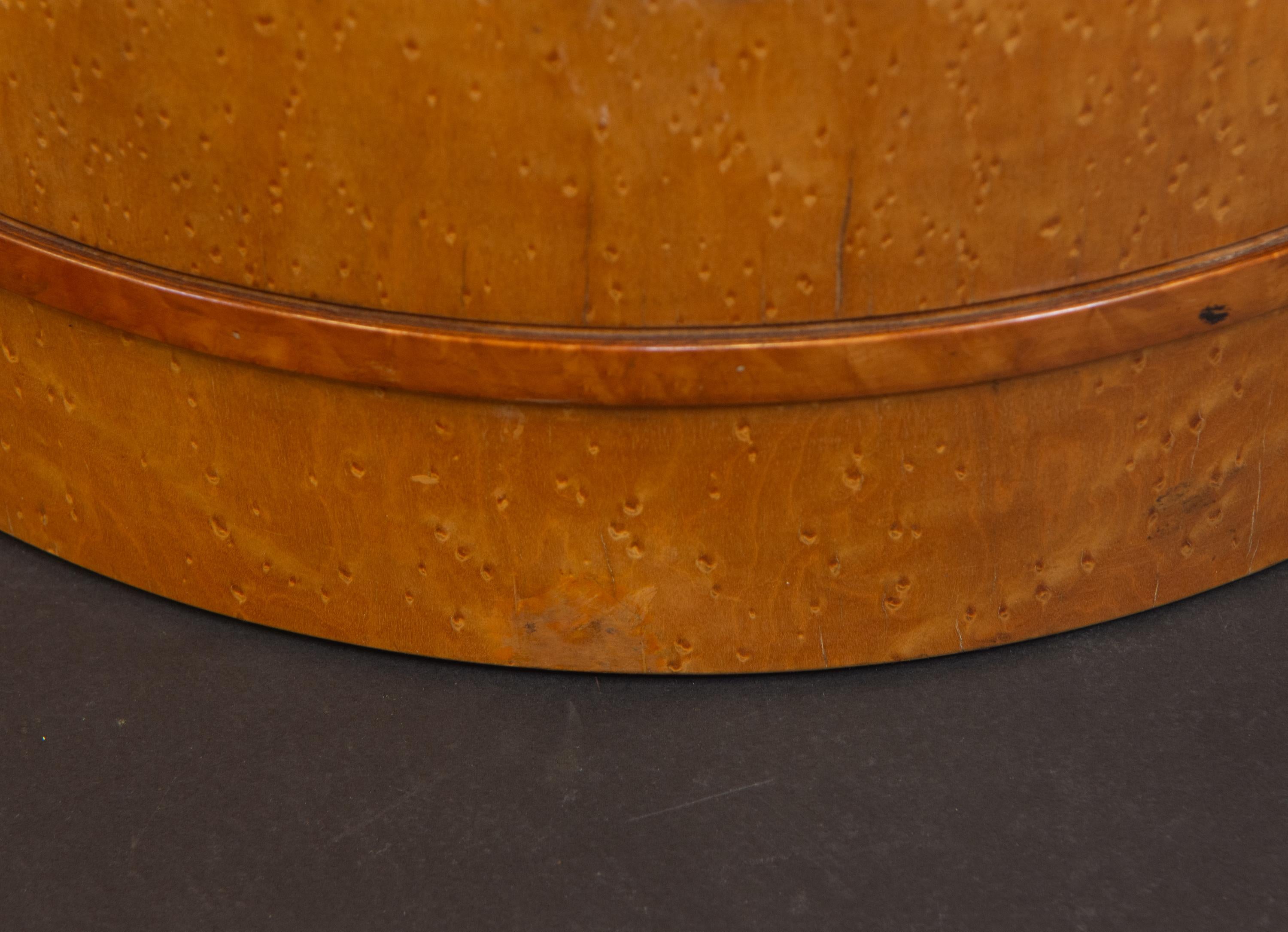 Pair English Art Deco Birds Eye Maple Cylindrical Bedside Chests Cabinets 12