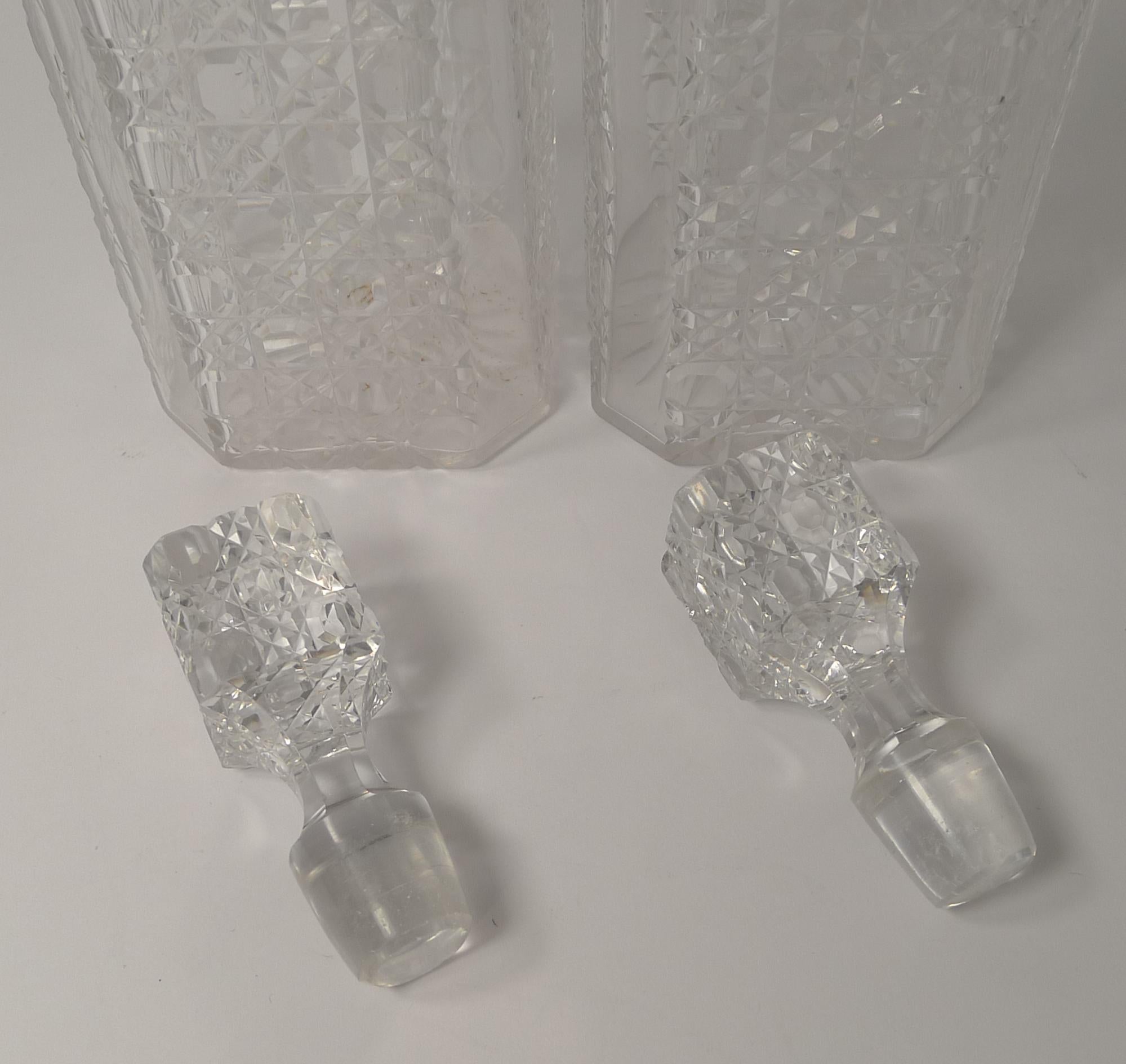 Pair of English Art Deco Cut Crystal Decanters 2