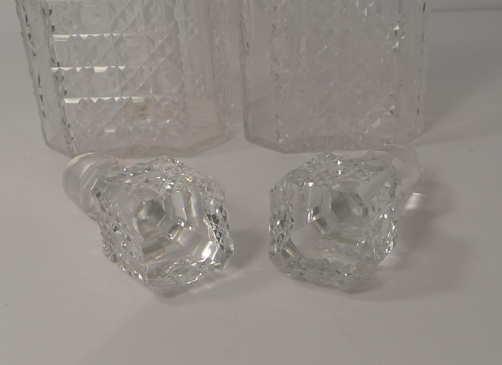 Pair of English Art Deco Cut Crystal Decanters 3