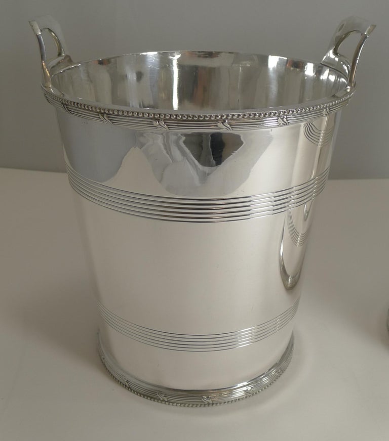 English Art Deco Silver Plated Wine / Champagne Coolers by Lee and Wigfull, Pair 3