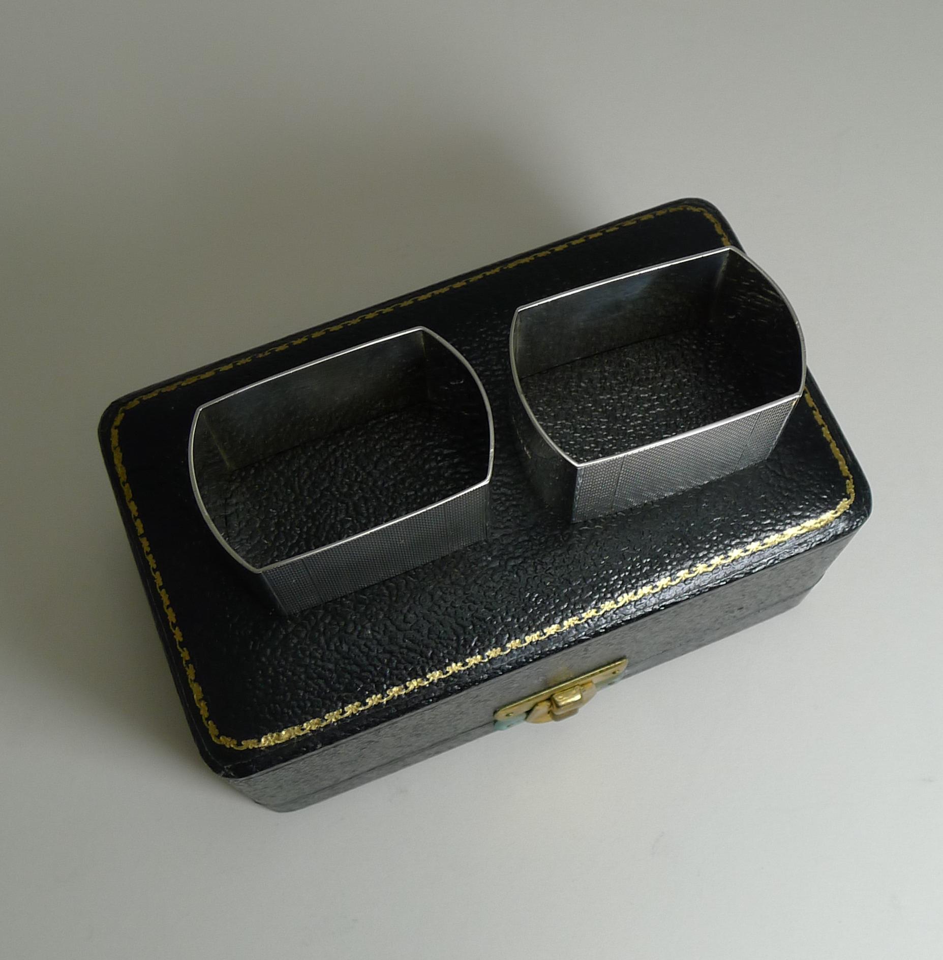 Pair of English Art Deco Sterling Silver Napkin Rings, Boxed, 1939 5