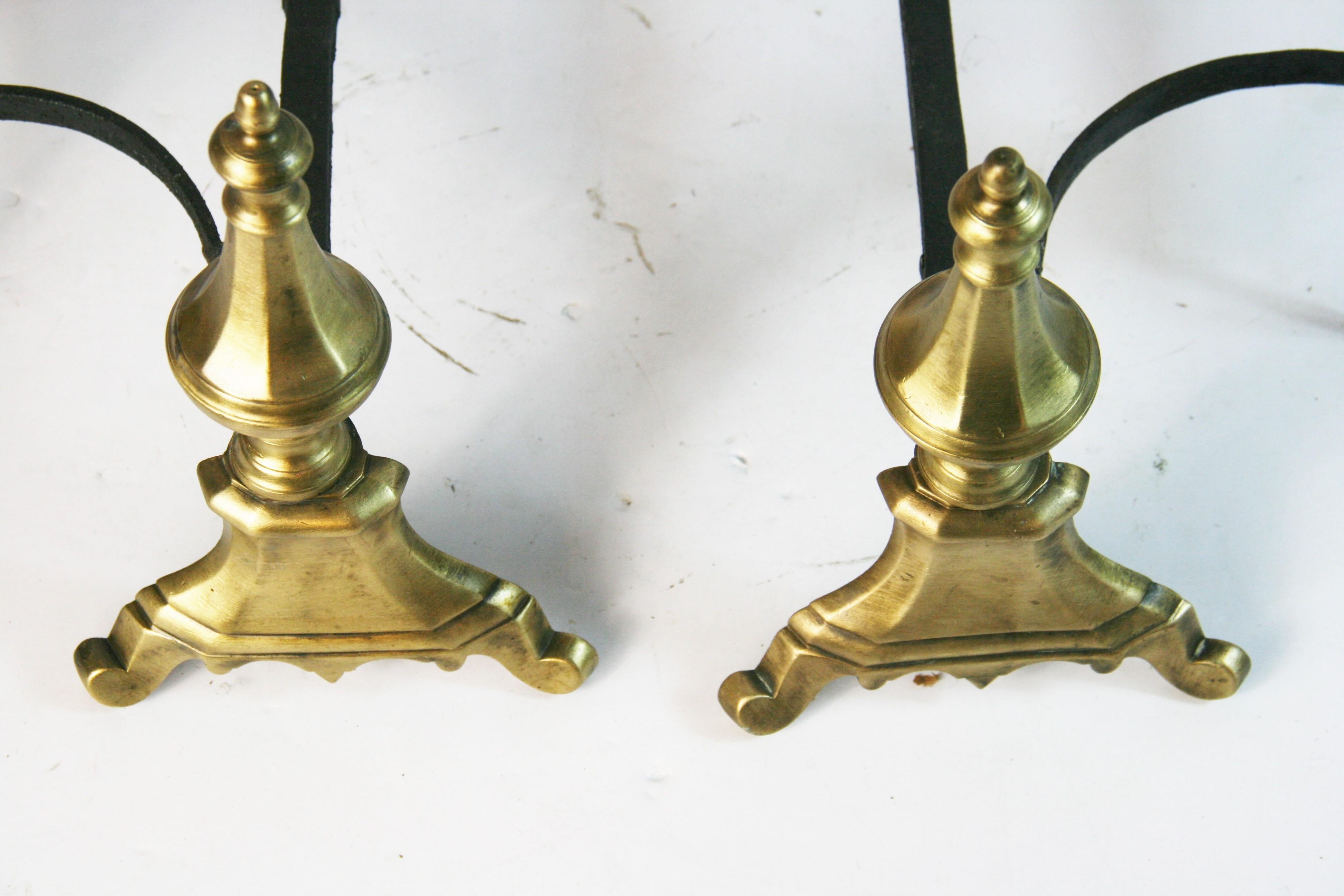 Coppia di Androni inglesi in ottone e ferro Hand Made in vendita 1