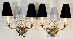 Pair English Brass Elephant Wall Sconces Early 20th C