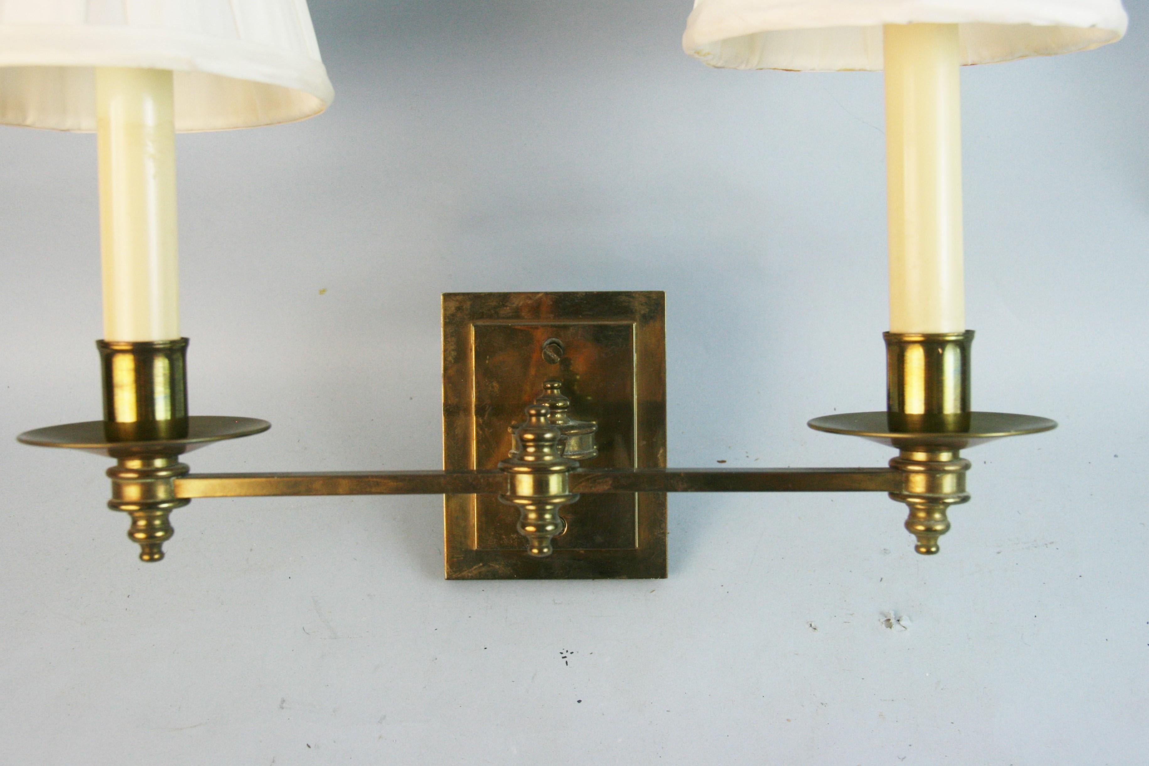 Mid-20th Century Pair English Brass Sconces For Sale