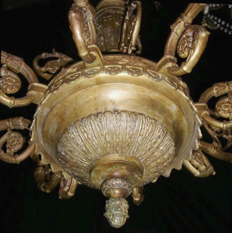 Pair of English Bronze Chandeliers For Sale 9