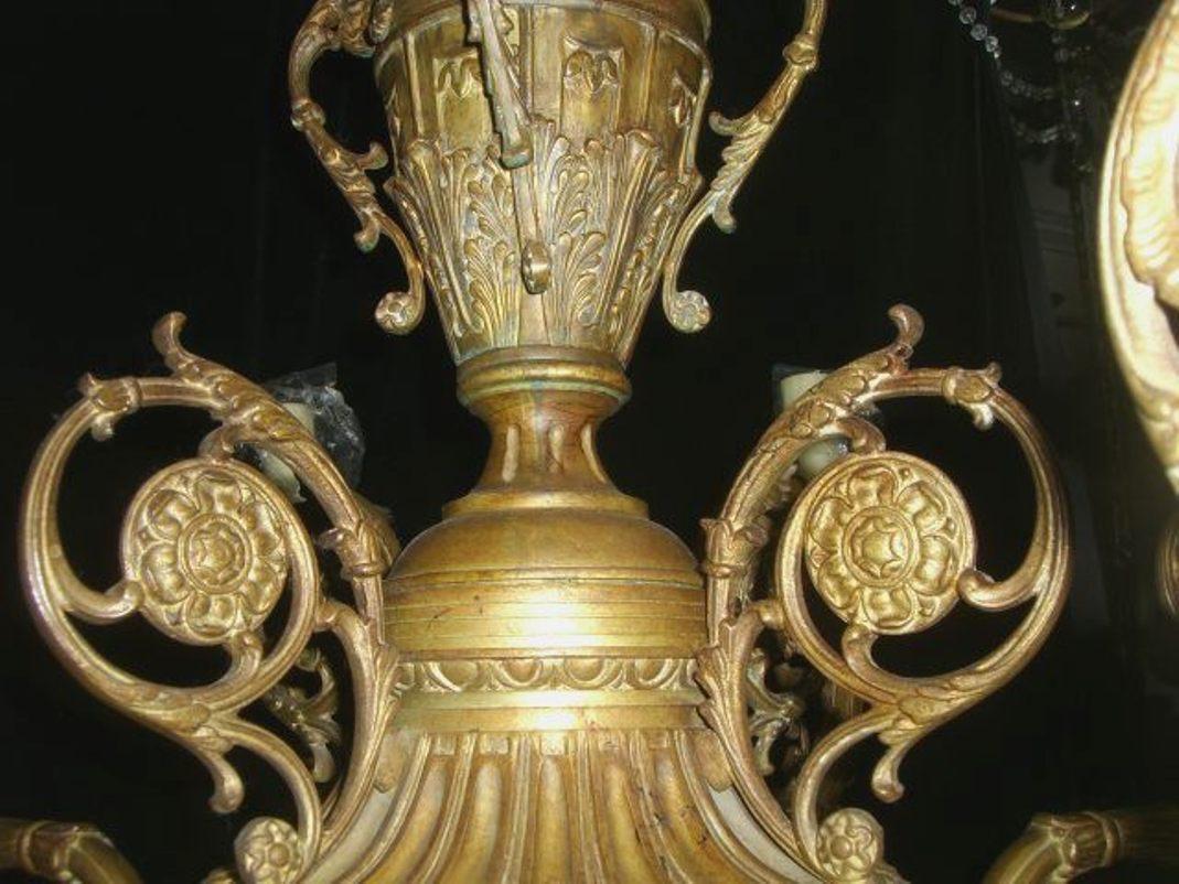 Pair of English Bronze Chandeliers For Sale 4