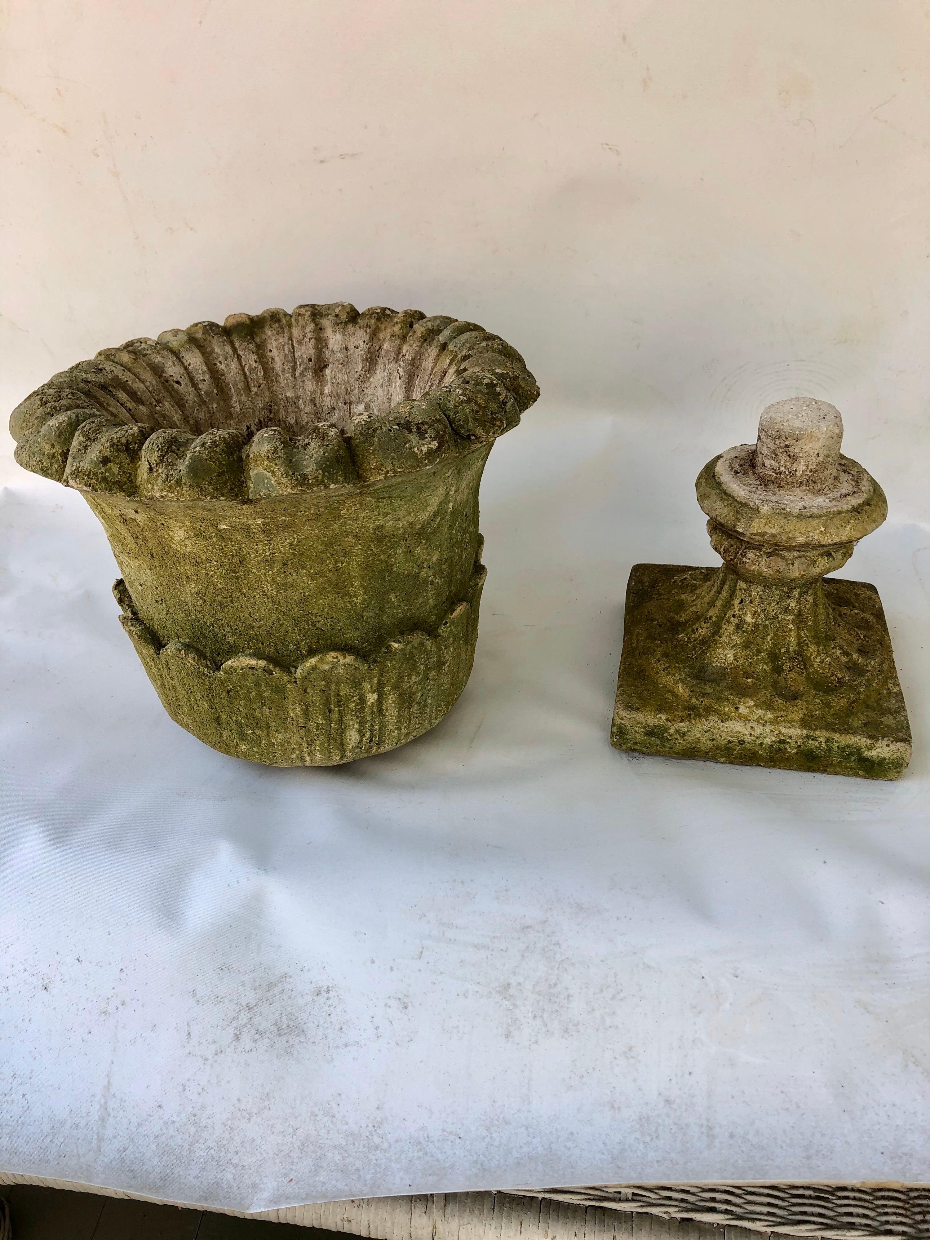 Pair of Cast Stone English Garden Urns 1