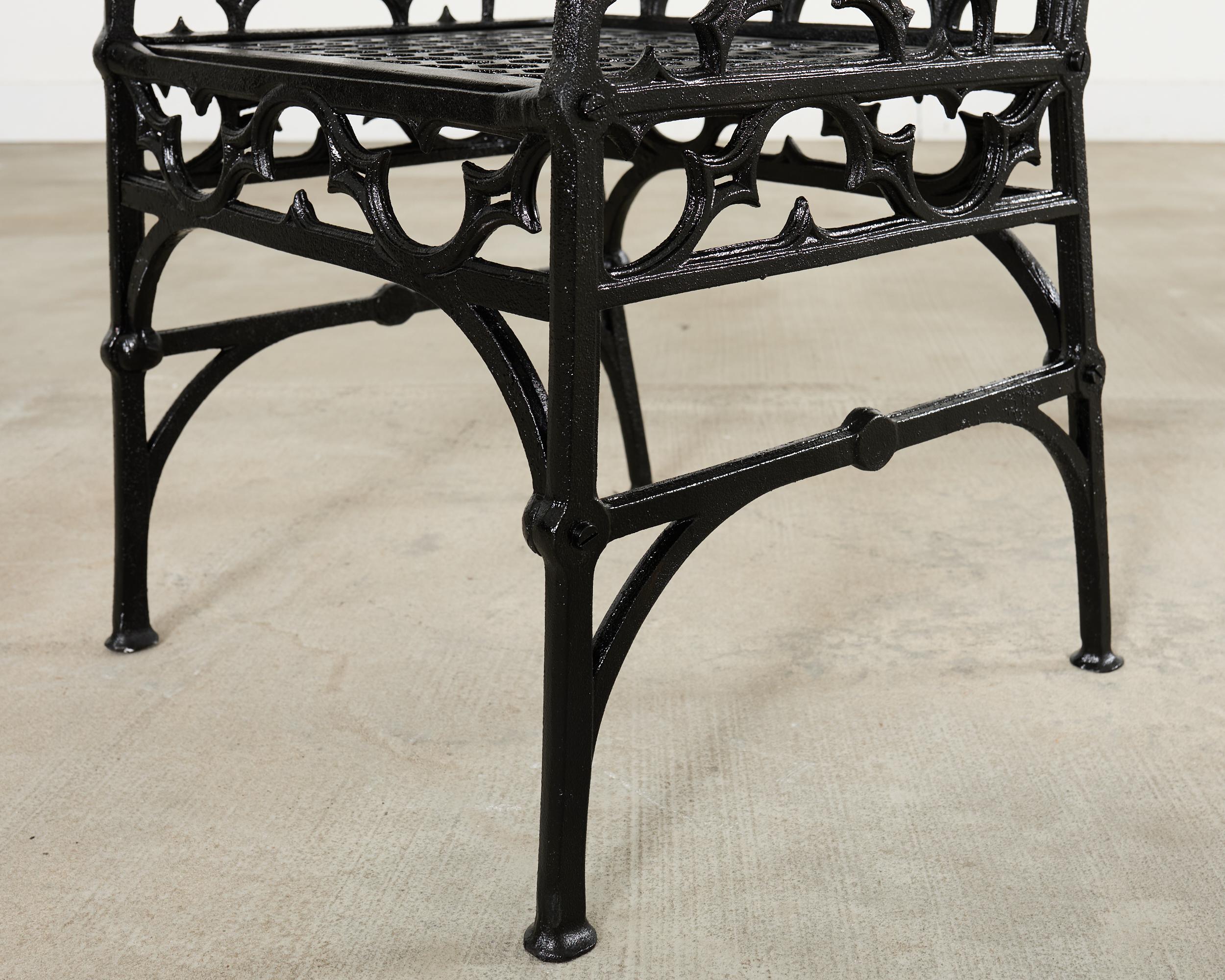 Pair of English Coalbrookdale Style Gothic Garden Armchairs For Sale 10