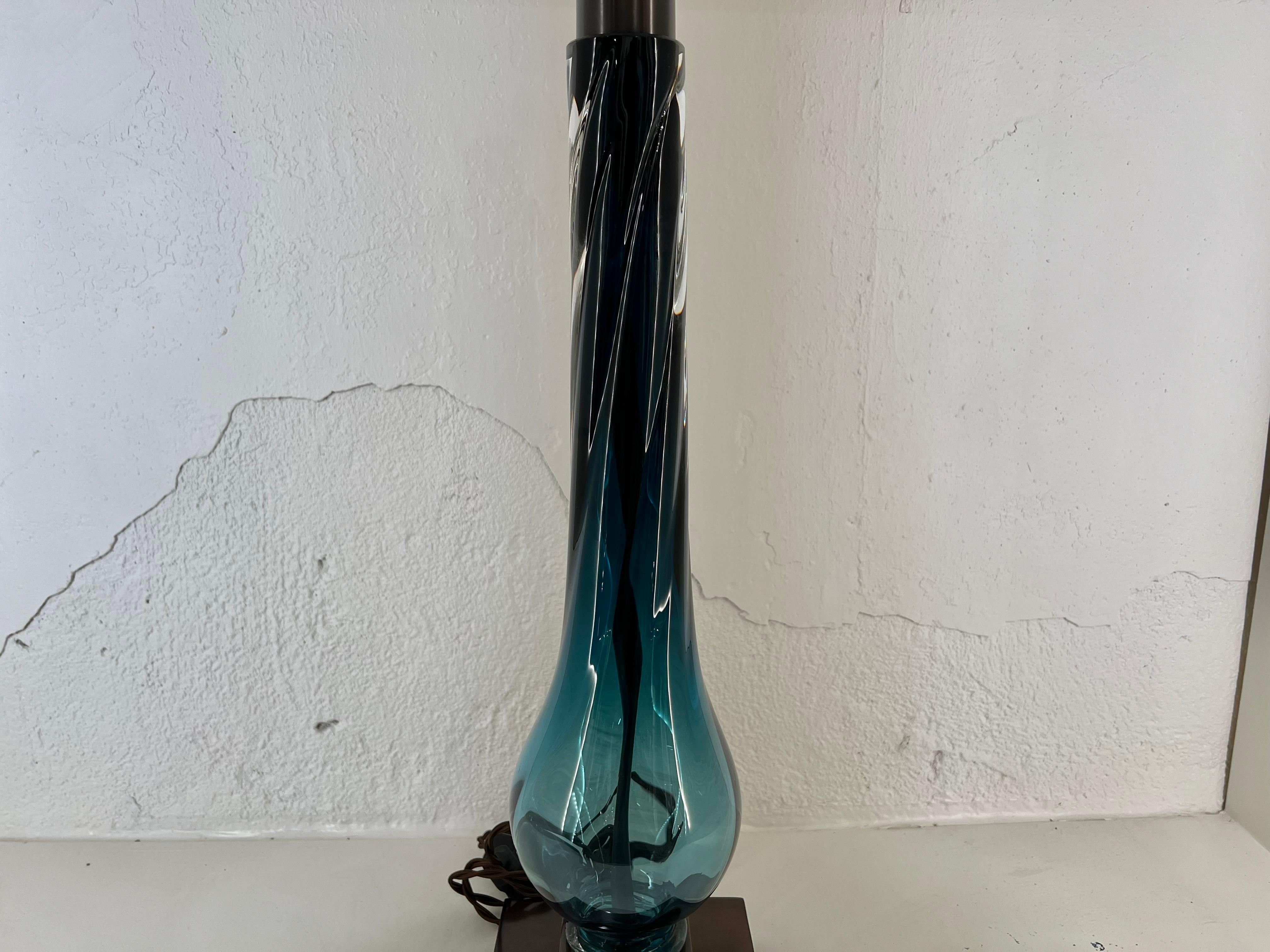 Pair English Crystal Twisted Baluster Lamps by Lucy Cope In Excellent Condition In Memphis, TN