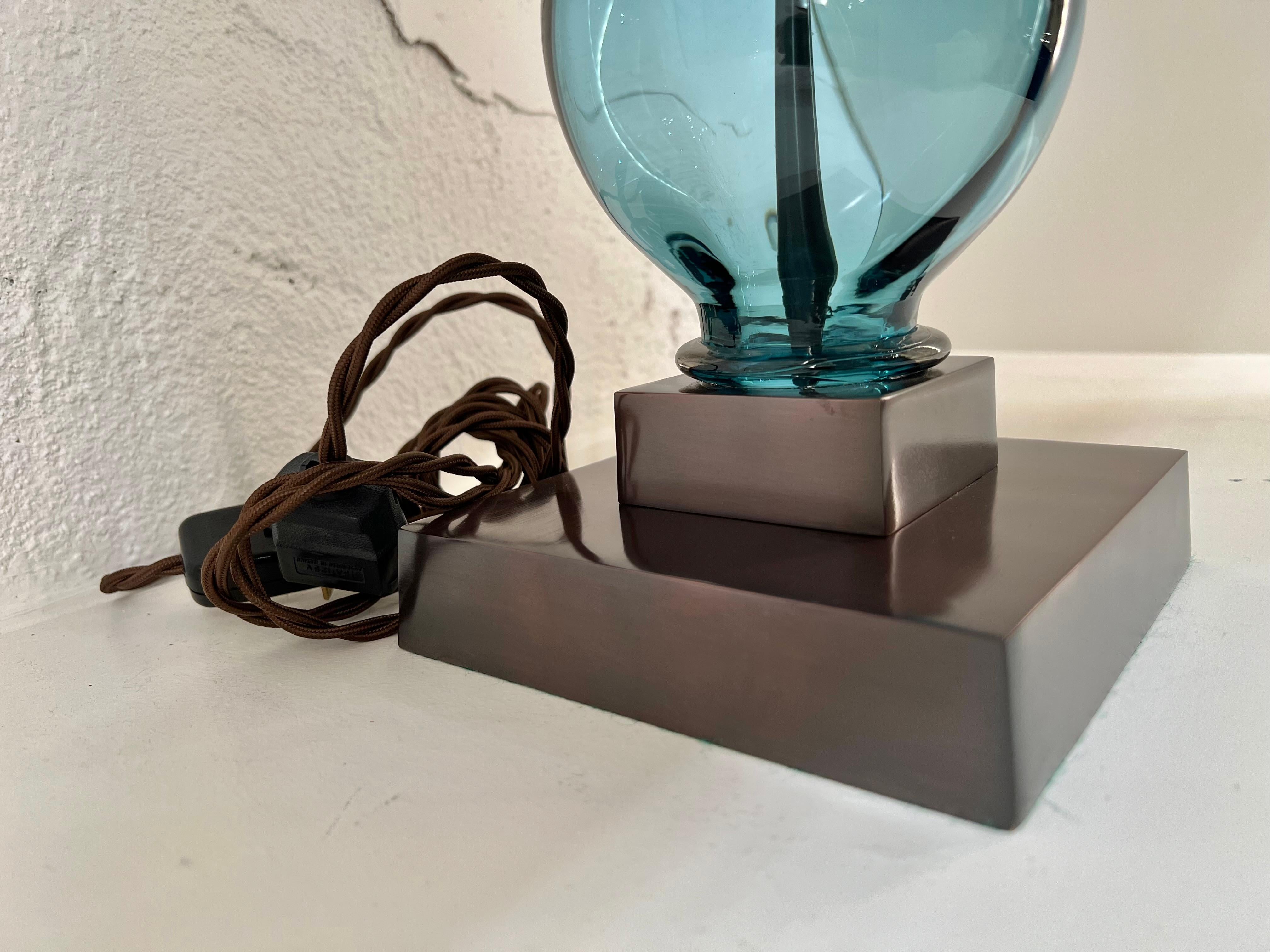 Contemporary Pair English Crystal Twisted Baluster Lamps by Lucy Cope