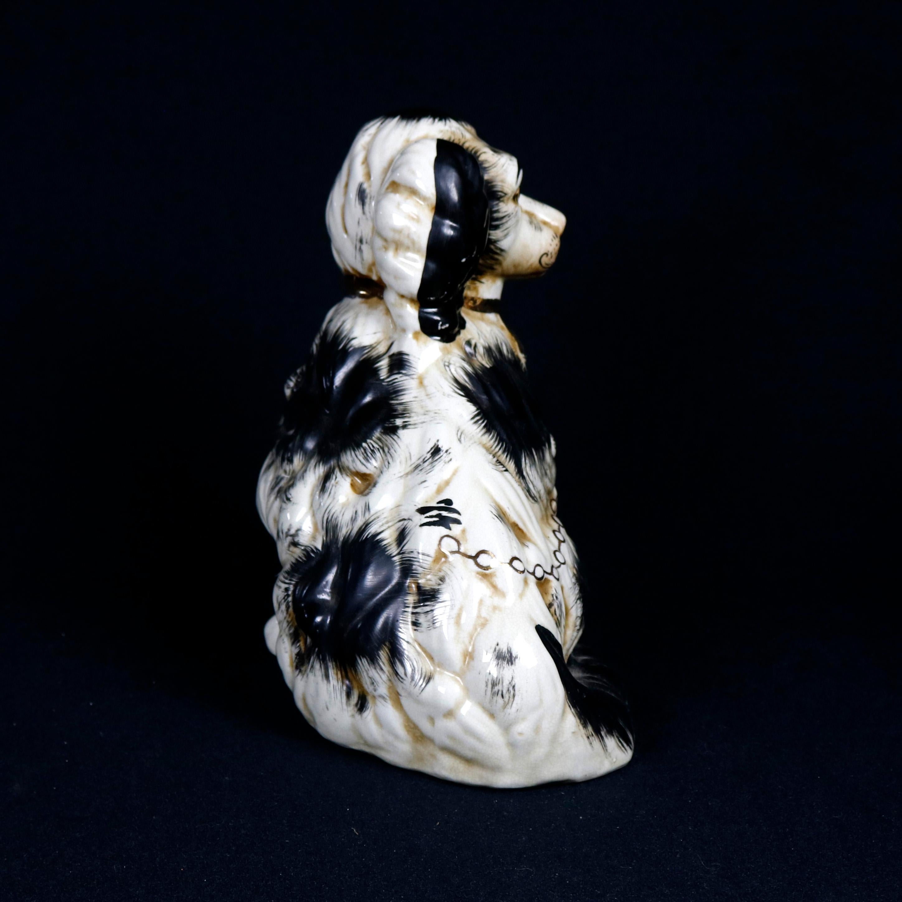 Pair of English Figural Staffordshire Pottery Spaniel Dogs, 20th Century 4