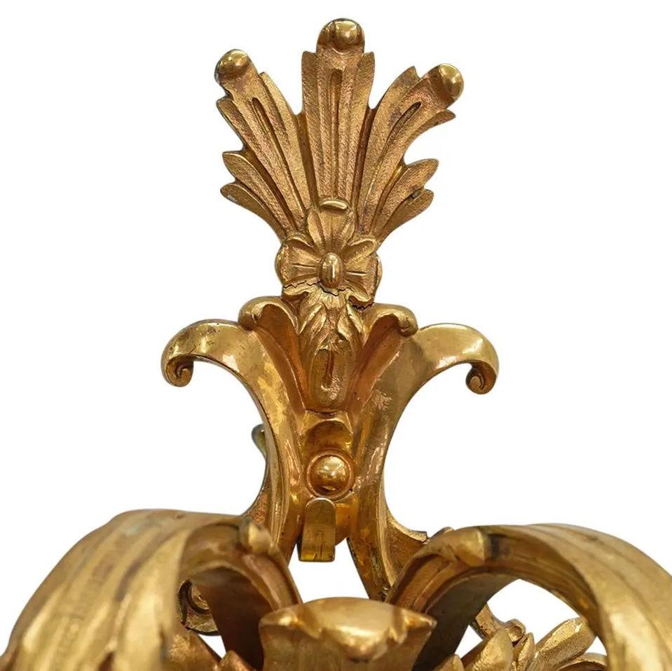 19th Century Pair English Georgian Style Gilt Bronze Sconces For Sale
