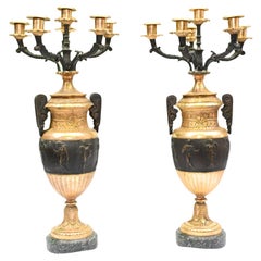 Paire de candélabres anglais en bronze et doré Thomas Hope 1880