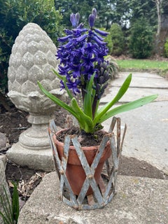 Pair English Lattice Form Zinc Cachepots