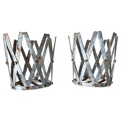 Pair English Lattice Form Zinc Cachepots