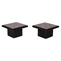Pair English Mid Century Burr Walnut Side Tables