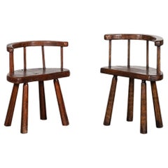 Pair English Oak Stick Back Chairs