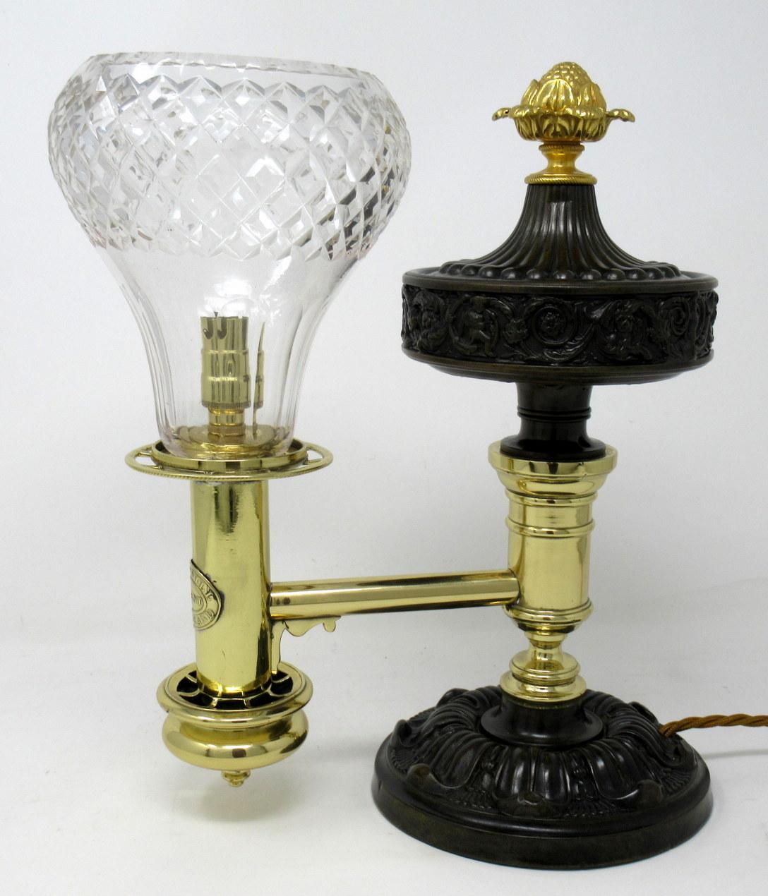 Pair of English Ormolu Bronze Dore Argand Table Lamps by Thomas Greensill 2