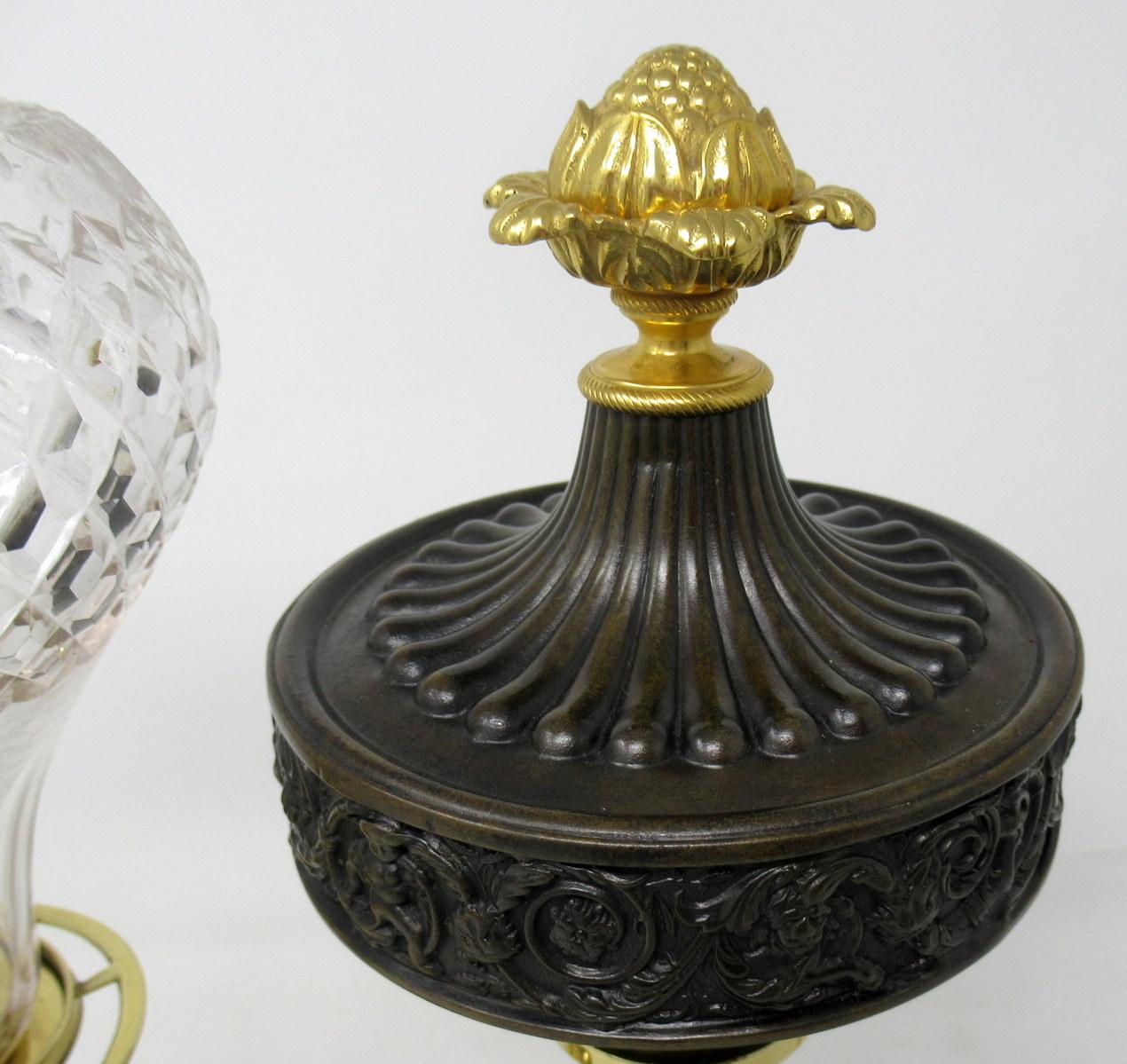 Pair of English Ormolu Bronze Dore Argand Table Lamps by Thomas Greensill 4