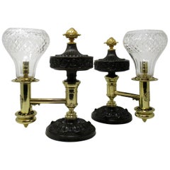 Pair of English Ormolu Bronze Dore Argand Table Lamps by Thomas Greensill