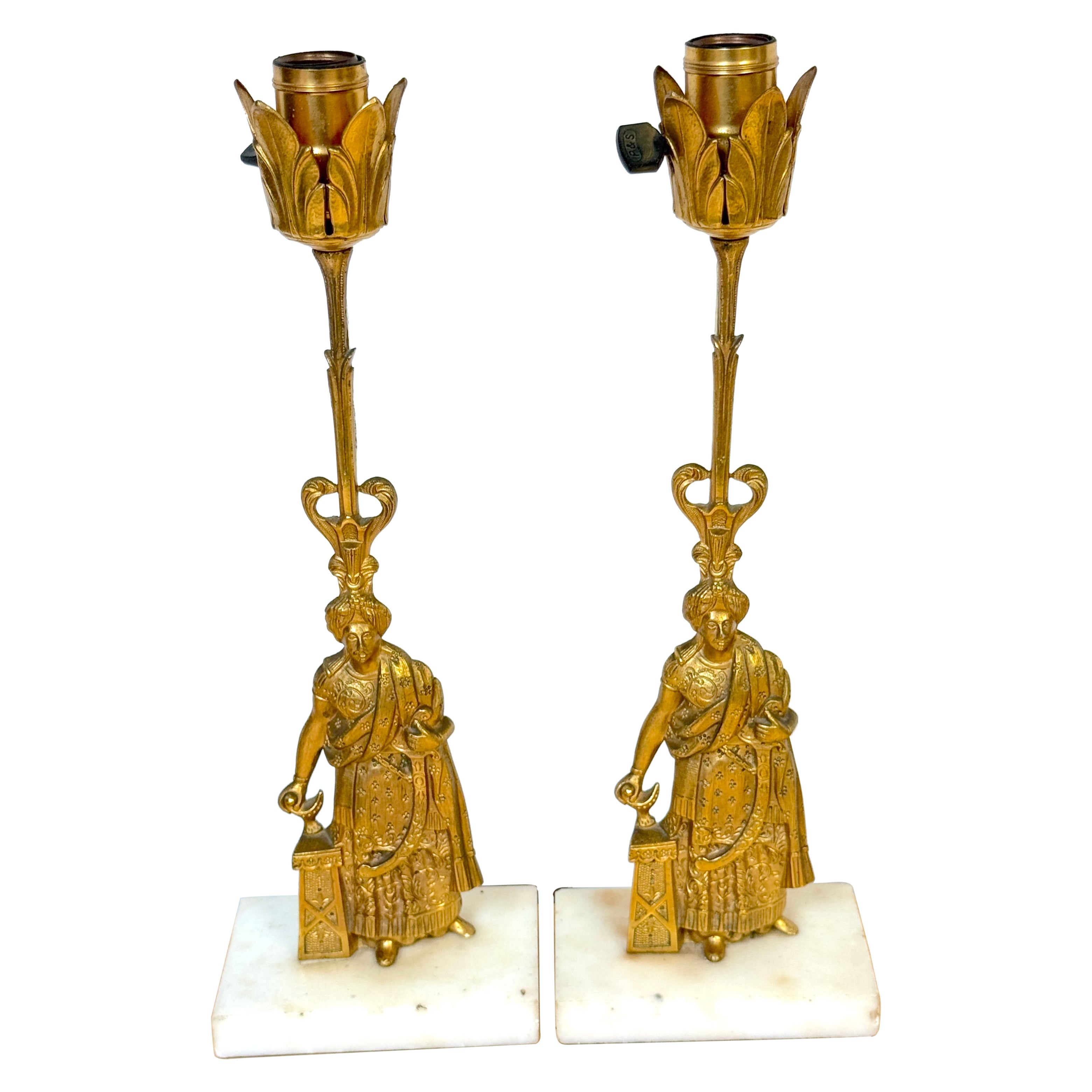 Pair English Ormolu Lamps of Tipu Sultan in Anglo-Indian, Circa 1860s For Sale