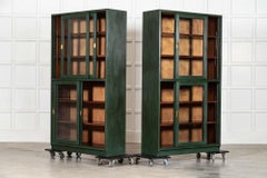 English Painted Mahogany Glazed Bookcase Display Cabinet
