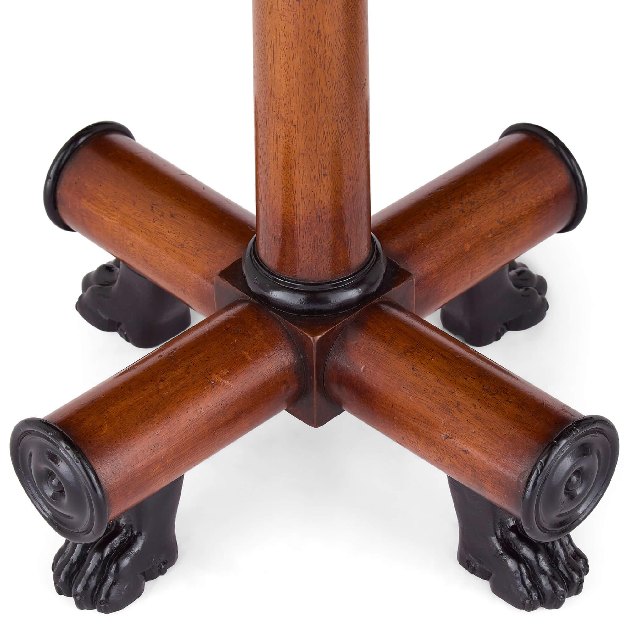 20ième siècle Pair English Pietra Dura Brown Wood Marine Sea Shells Side Tables en vente