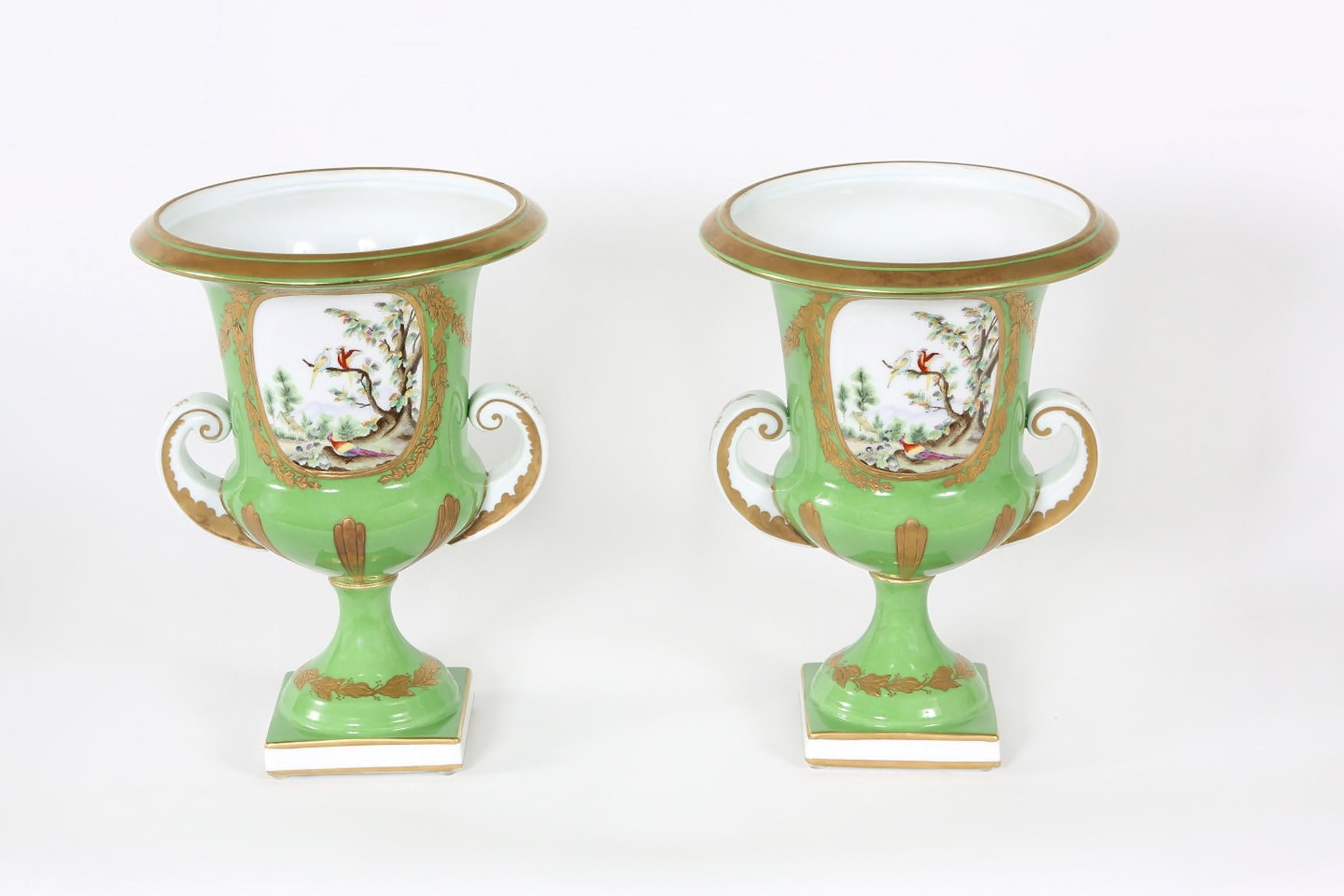 Pair English Porcelain Floral Decorative Vases / Urns 3