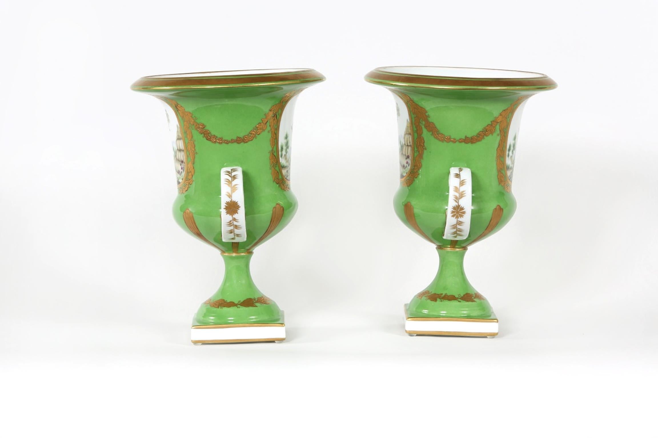 Pair English Porcelain Floral Decorative Vases / Urns 1