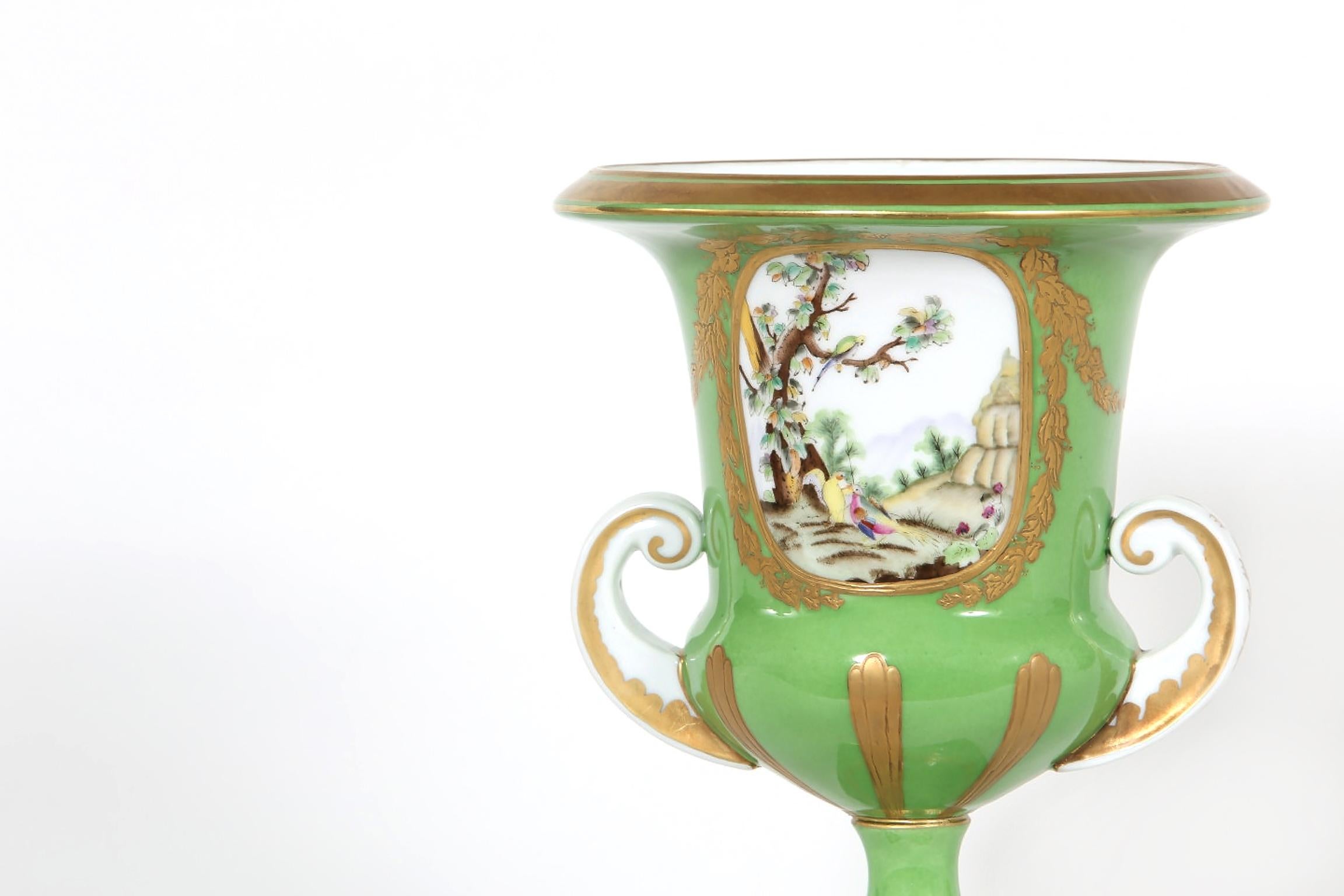 Pair English Porcelain Floral Decorative Vases / Urns 2