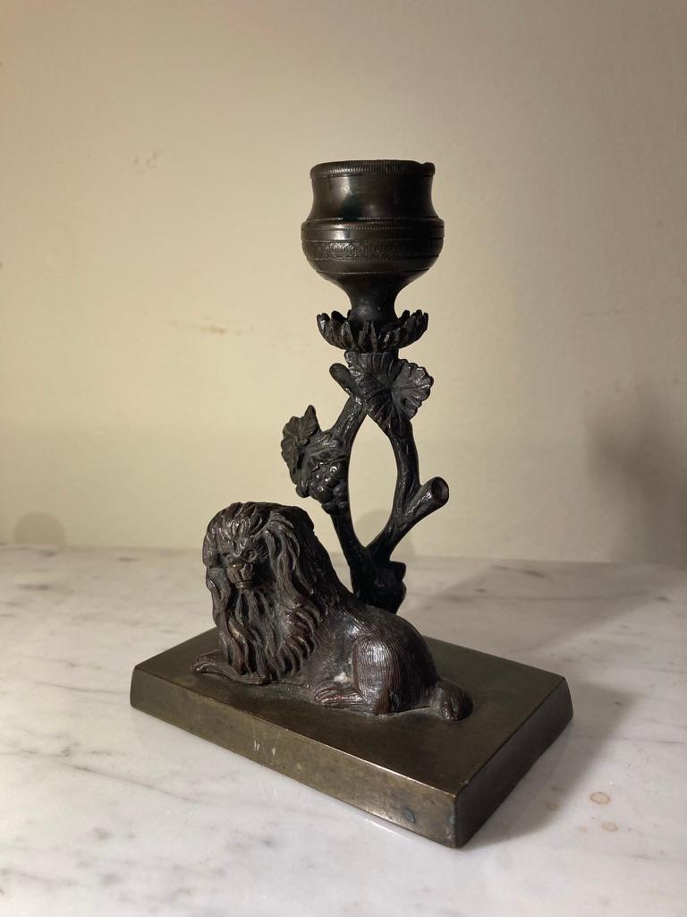 Pair English Regency Bronze Dog Candlesticks 12