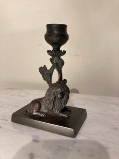 Pair English Regency Bronze Dog Candlesticks