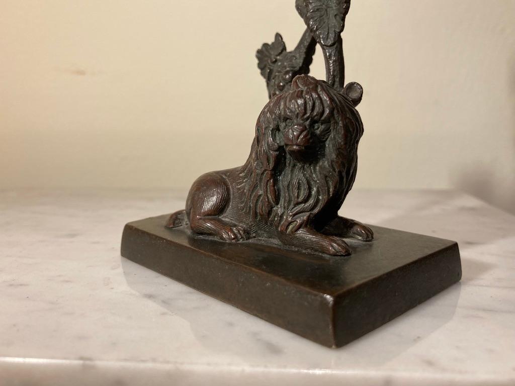 Pair English Regency Bronze Dog Candlesticks 1