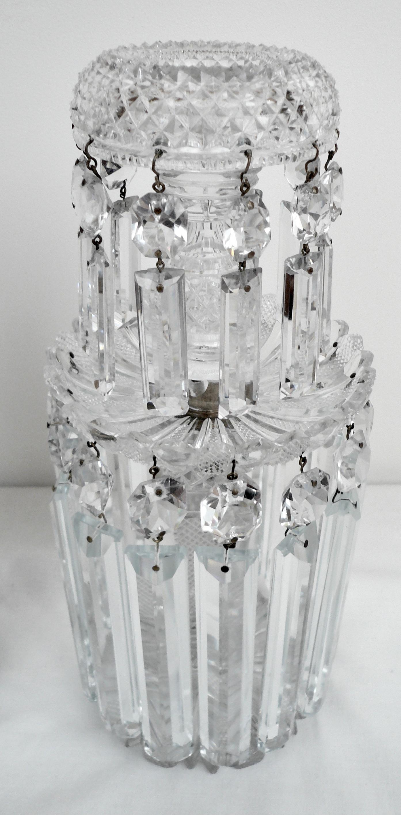 Pair English Regency Cut Crystal Candlesticks For Sale 2