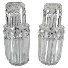 Antique Pair English Regency Cut Crystal Candlesticks