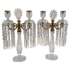 Coppia di candelabri in vetro tagliato della Reggenza inglese, attribuiti a John Blades