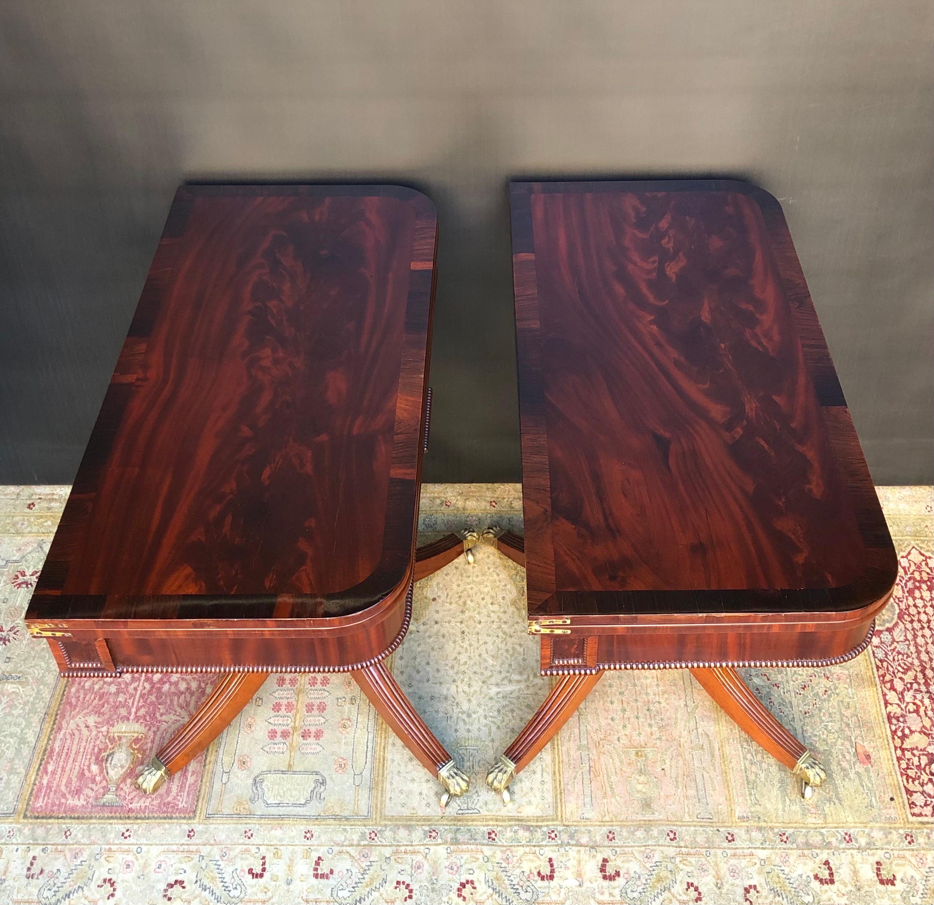 Pair English Regency Mahogany Card Tables / Tea Table, 19th Century For Sale 10