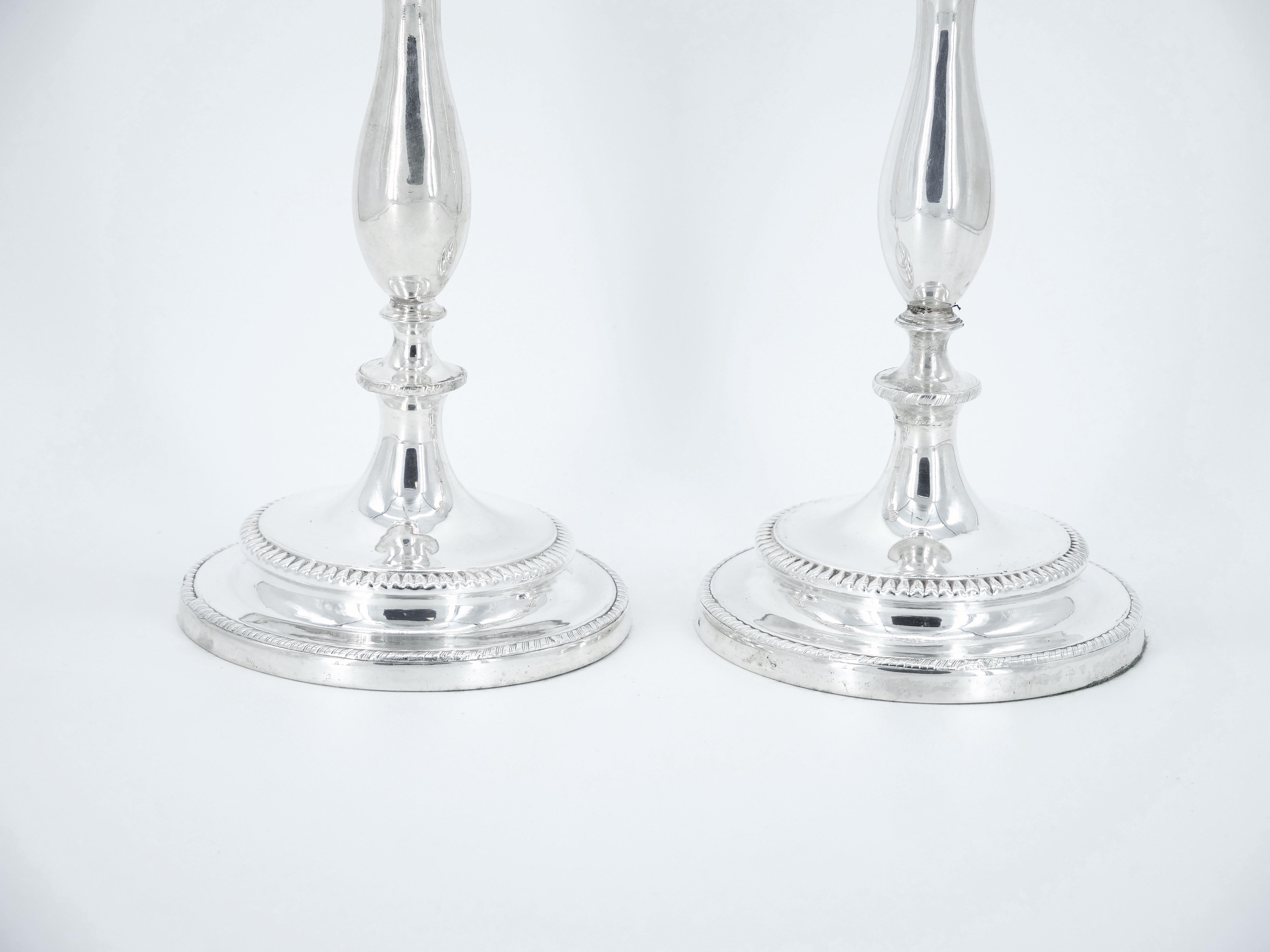 Pair English Regency Period Sheffield Plate Candlesticks circa 1800s For Sale 1