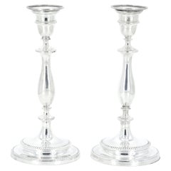 Pair English Regency Period Sheffield Plate Candlesticks circa 1800s Pair English Regency Period Sheffield Plate Candlesticks circa 1800s