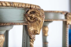 Pair English Regency Rams Head Parcel-Gilt Carved Torcheres