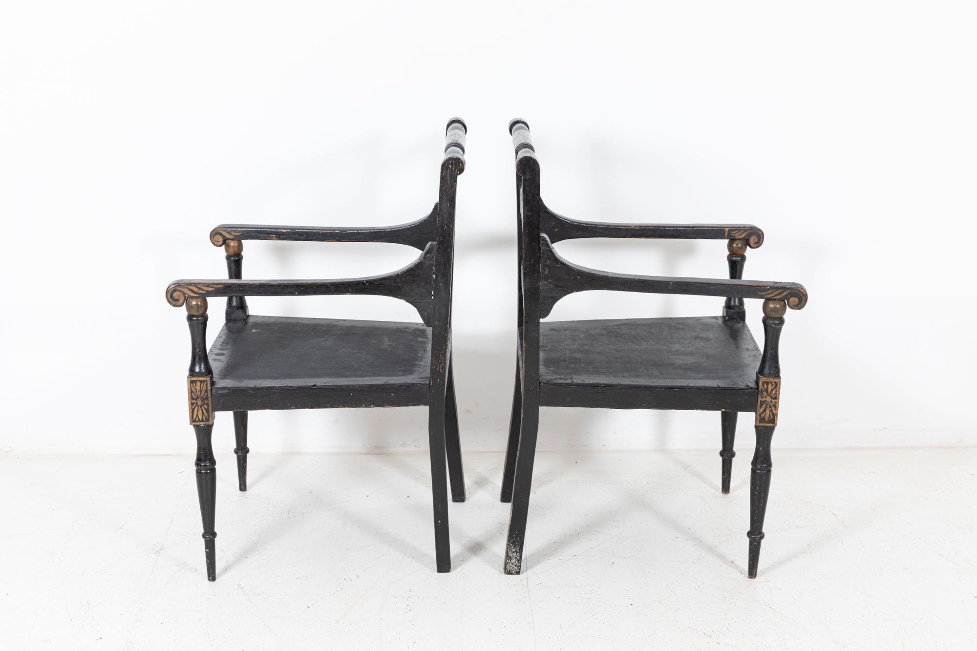 Pair English Regency Revival Chinoiserie Armchairs 5