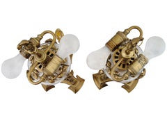 Paire de lampes de table en laiton et verre taillé de style Régence anglaise