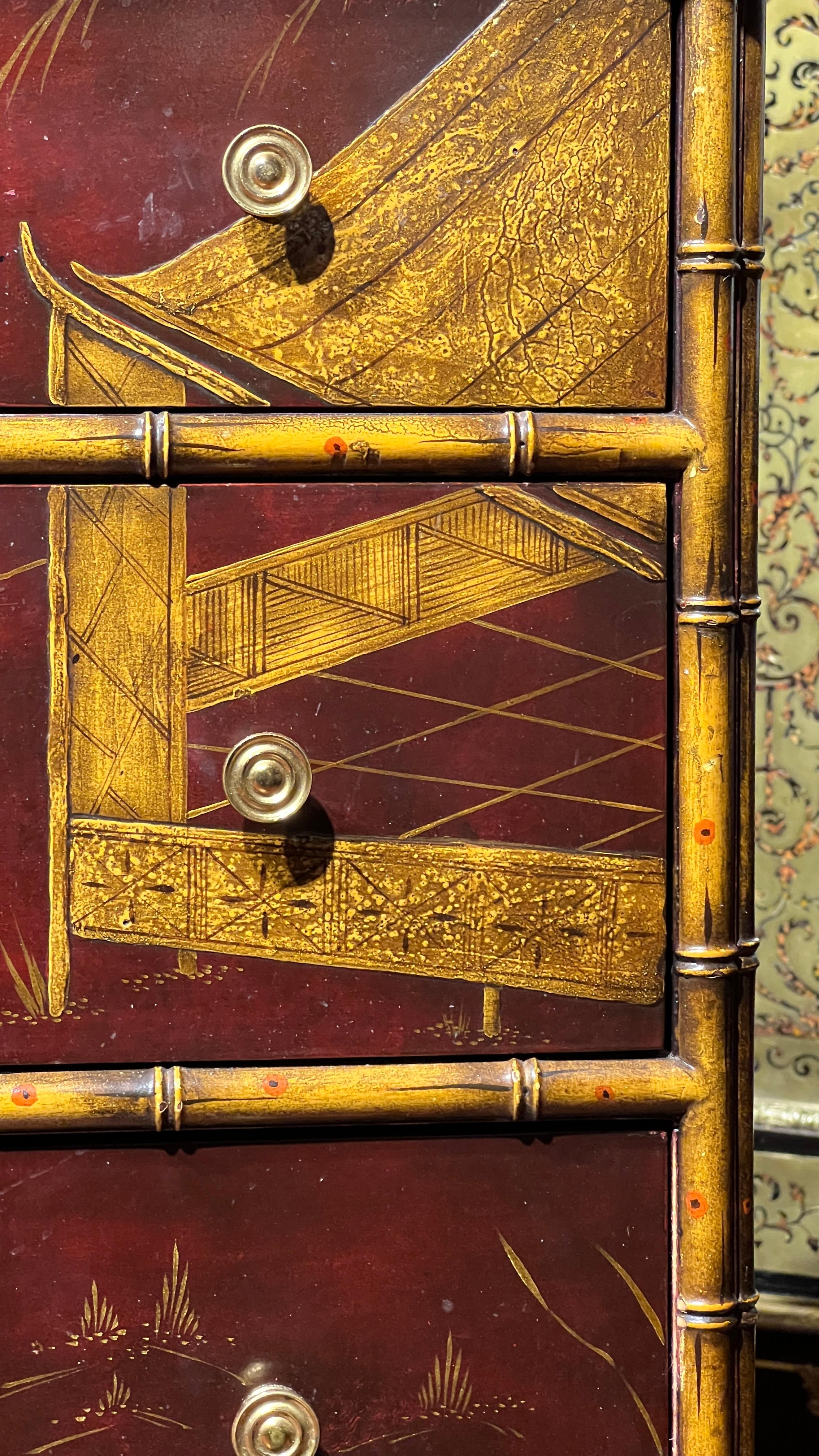 Coppia stile Regency inglese  Comò / Cassettiere Chinoiserie in vendita 3