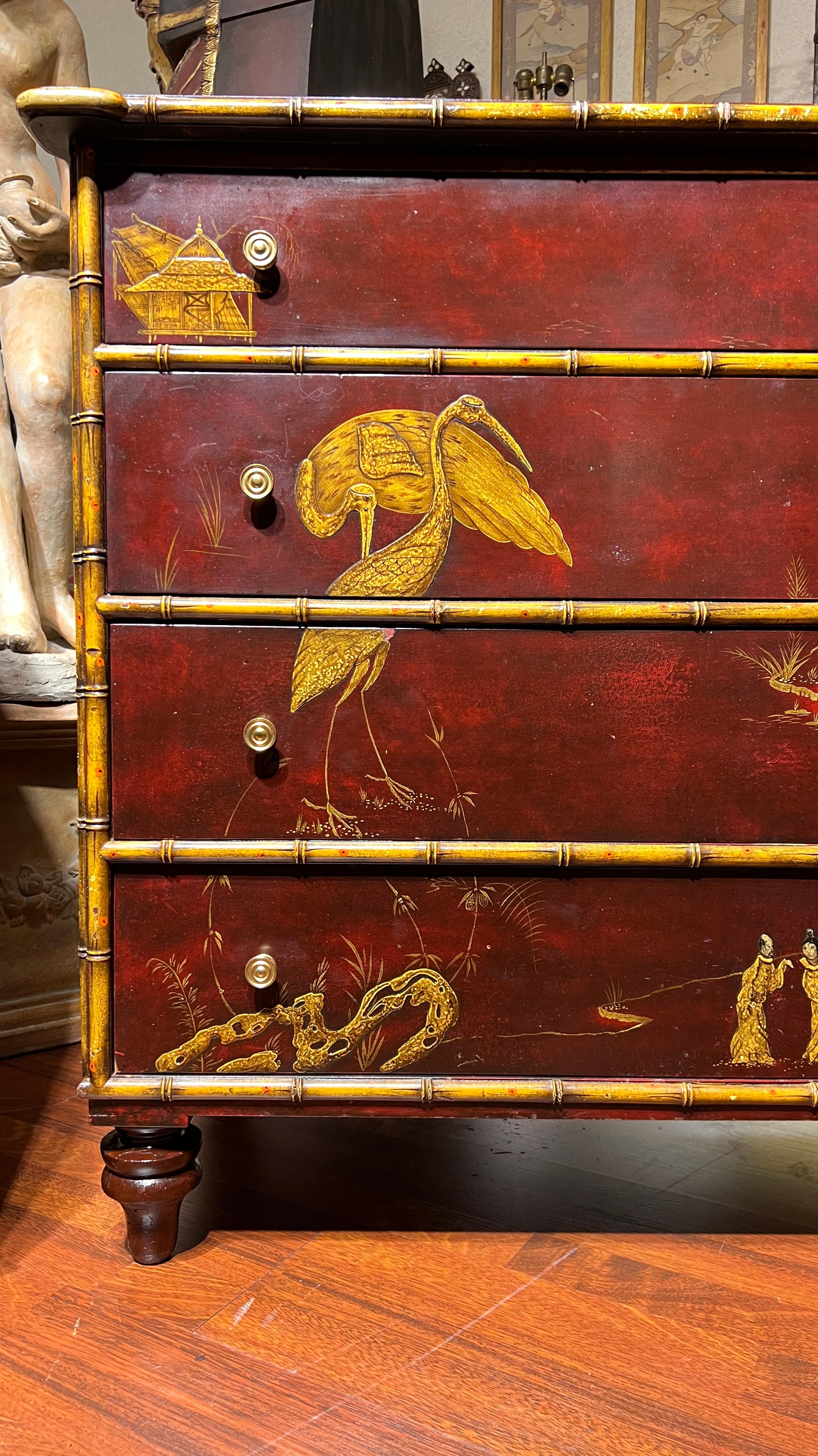 Coppia stile Regency inglese  Comò / Cassettiere Chinoiserie in vendita 1