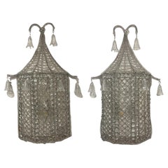 Pair English Regency Style Crystal Pagoda Sconces