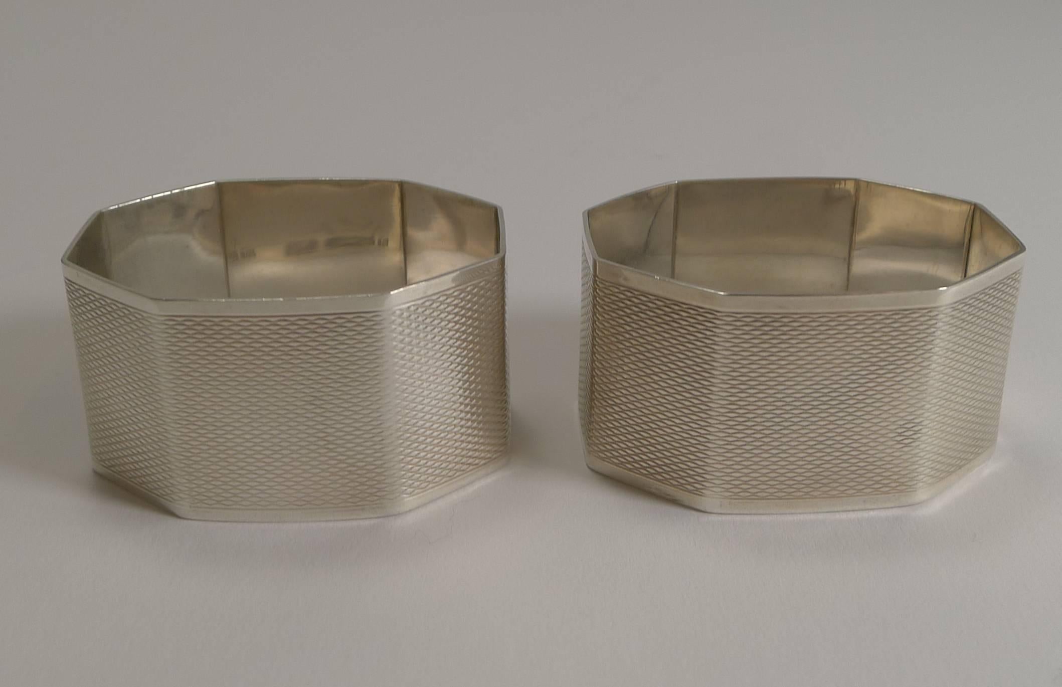 Pair of English Sterling Silver Art Deco Napkin Rings, 1934 3