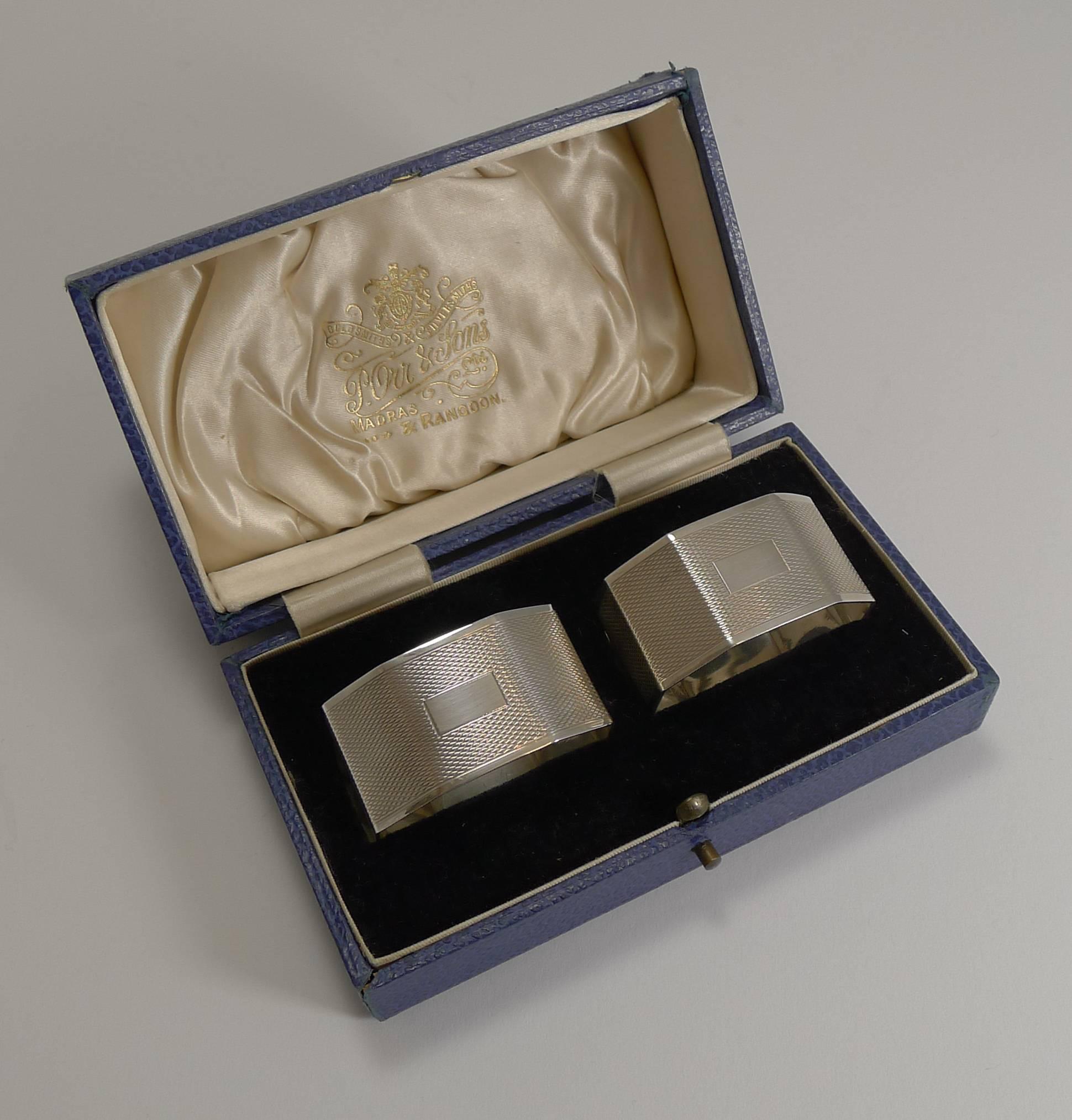 Pair of English Sterling Silver Art Deco Napkin Rings, 1934 5
