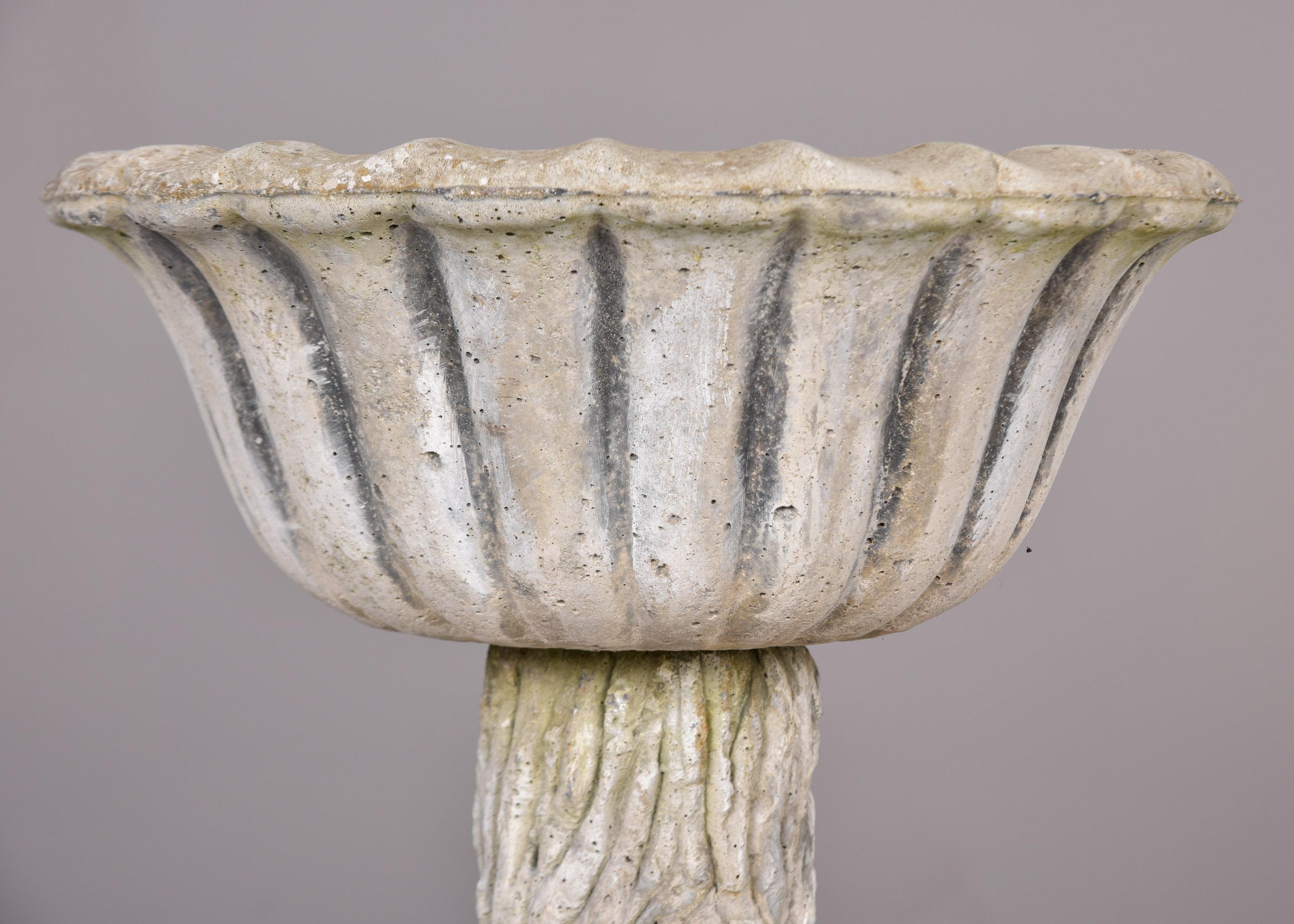 Pair English Stone Faux Tree Trunk Garden Planters For Sale 5